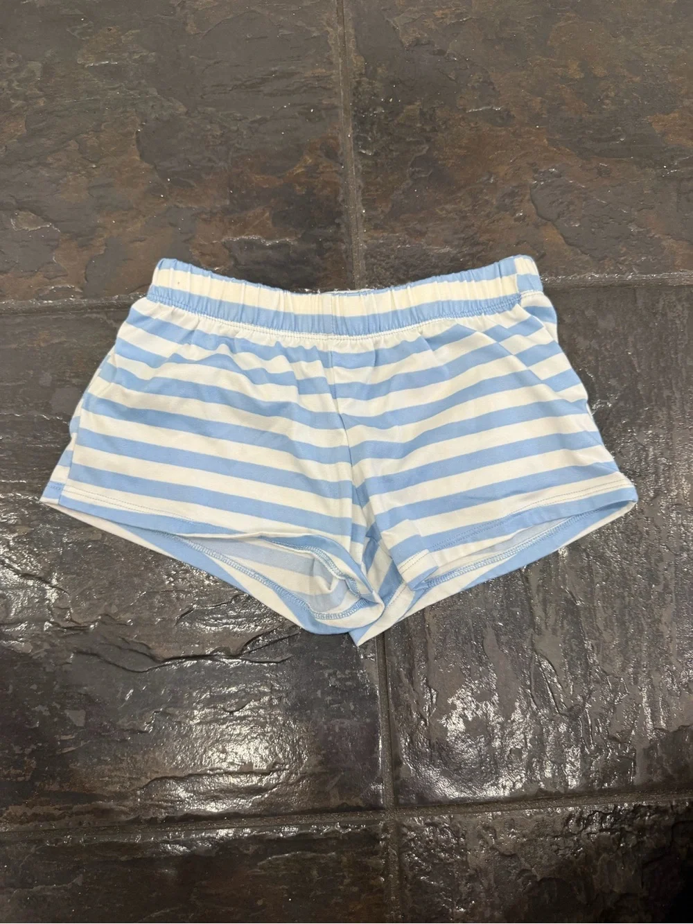 Zara Heart Appliqué Tee + Cat & Jack Blue Stripe Shorts Outfit Bundle Girls 4-6
